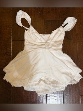 Altar'd State White Satin Lainey Romper NWOT
